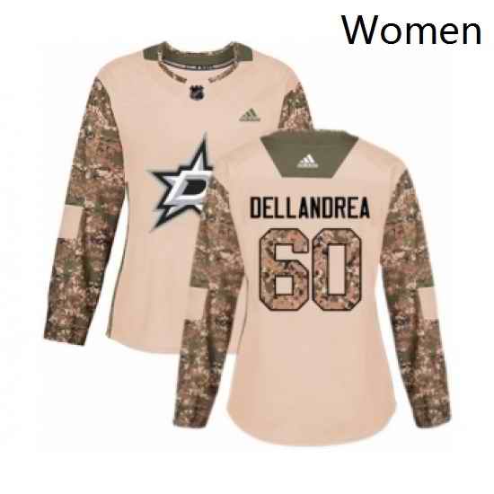 Womens Adidas Dallas Stars 60 Ty Dellandrea Authentic Camo Veterans Day Practice NHL Jersey